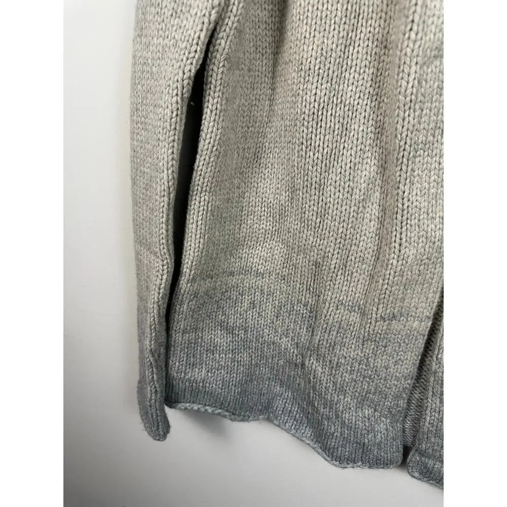 NWT Theory Chunky Knit Wool Blend Ombre Cardigan Size Large Gray/Oatmeal